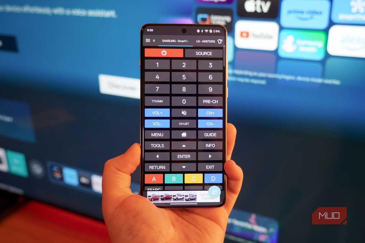Controlling a Samsung TV with the irplus app.