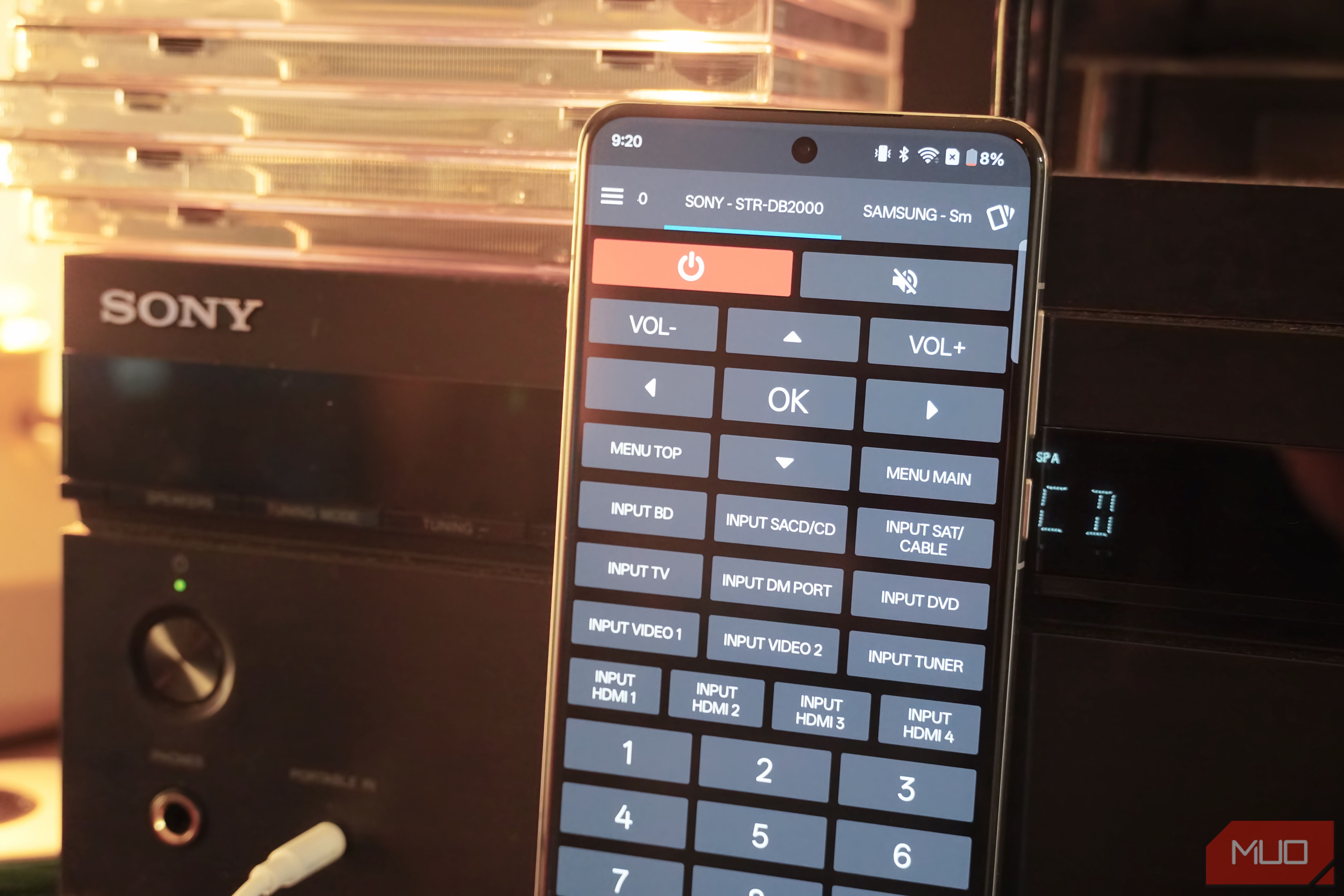 Controlling a Sony AVR with the irplus app.