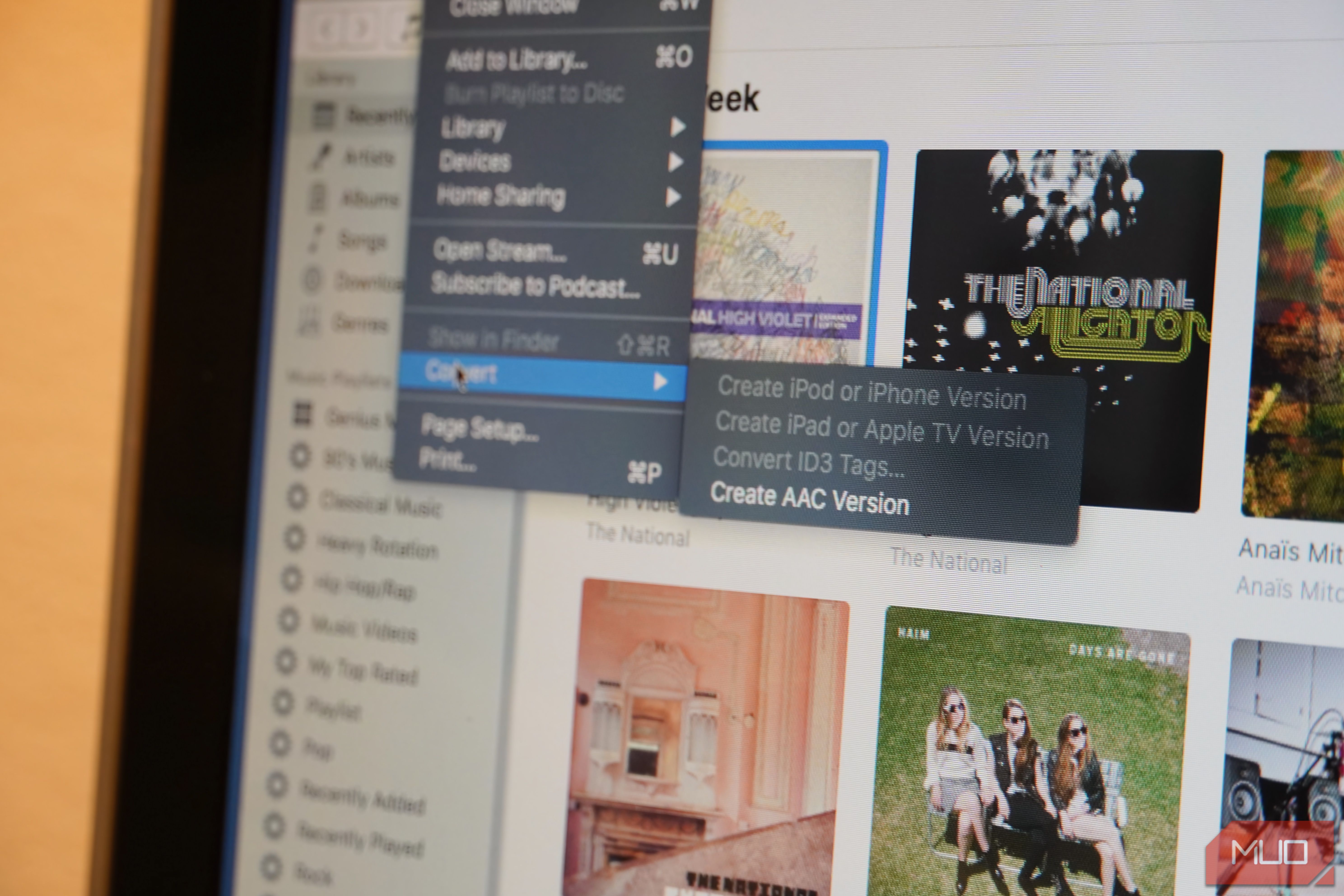 Creating an AAC version of an album in iTunes.