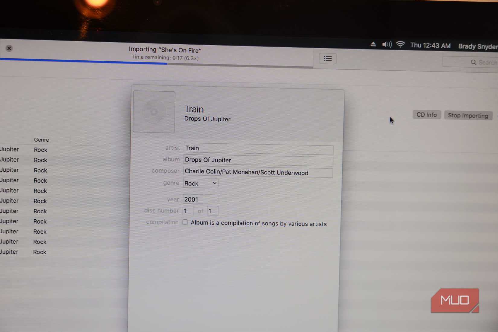Ripping a CD with iTunes on a Mac.
