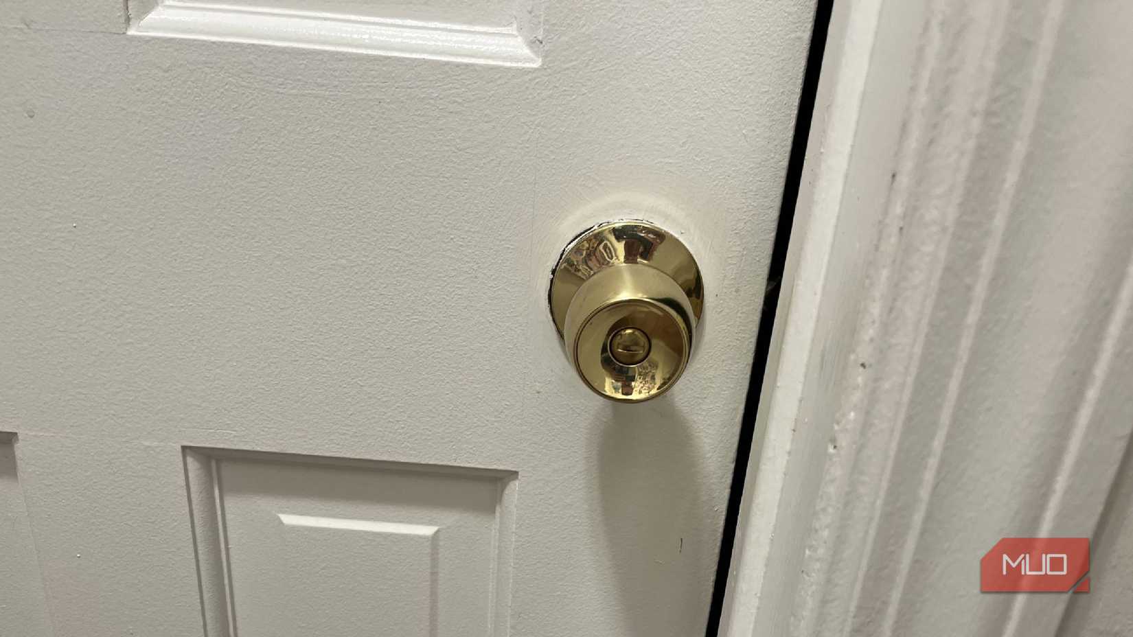 A doorknob with a key lock