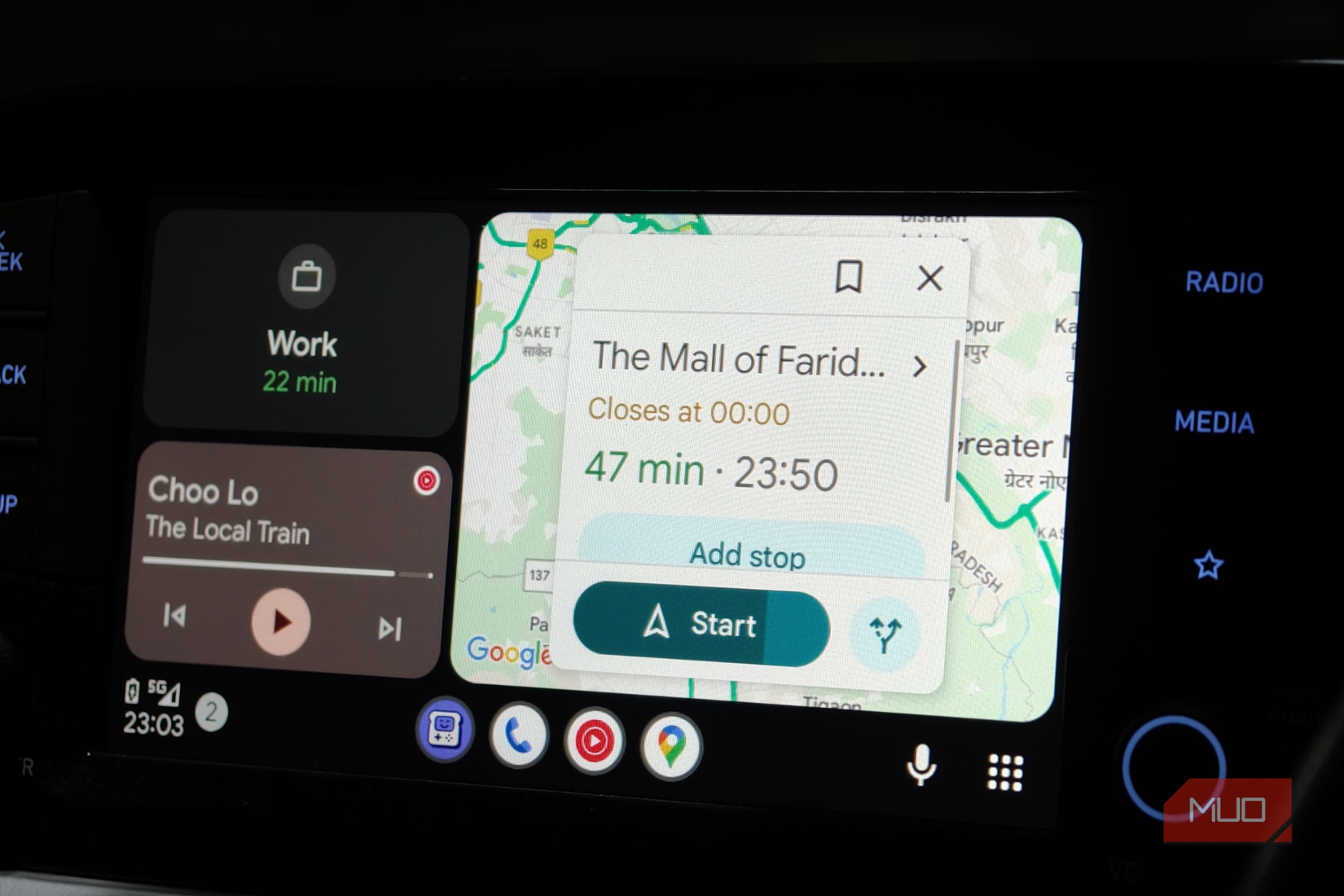 Let's go to the mall direction shortcut on Android Auto