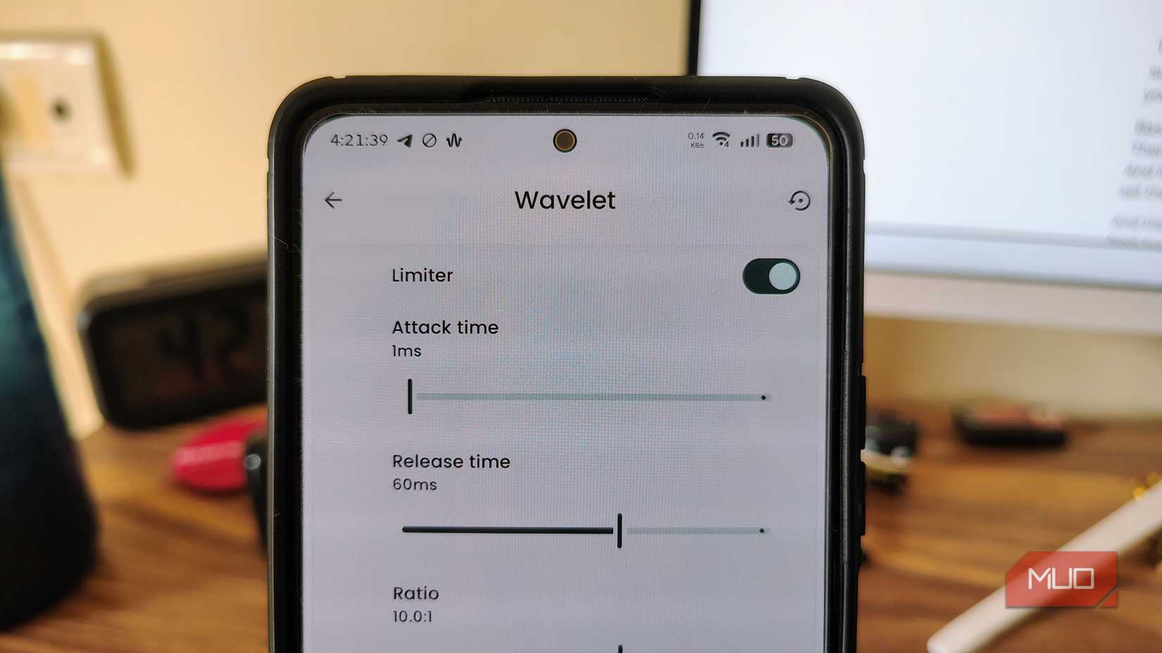 Limiter feature in Wavelet app.