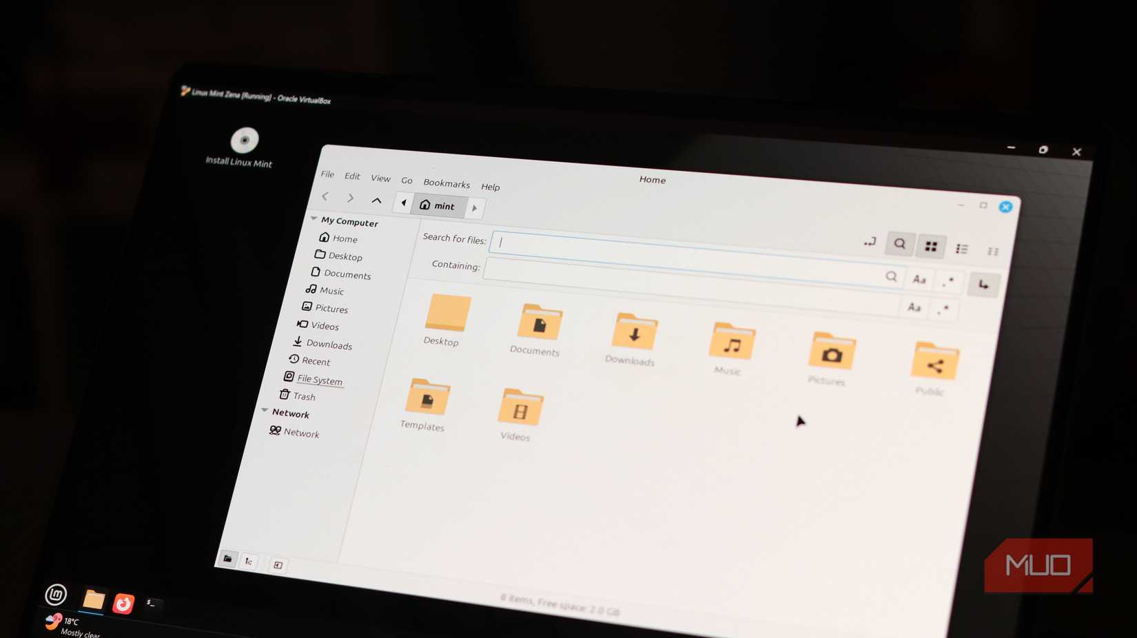 Linux Mint file explorer.