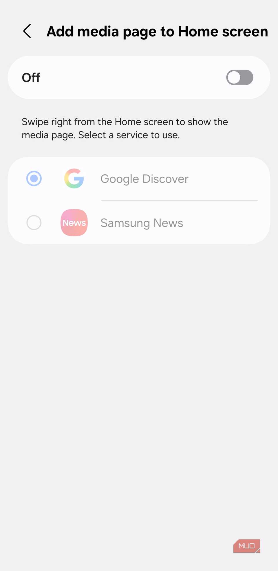 Configuración de la página multimedia en el teléfono Samsung