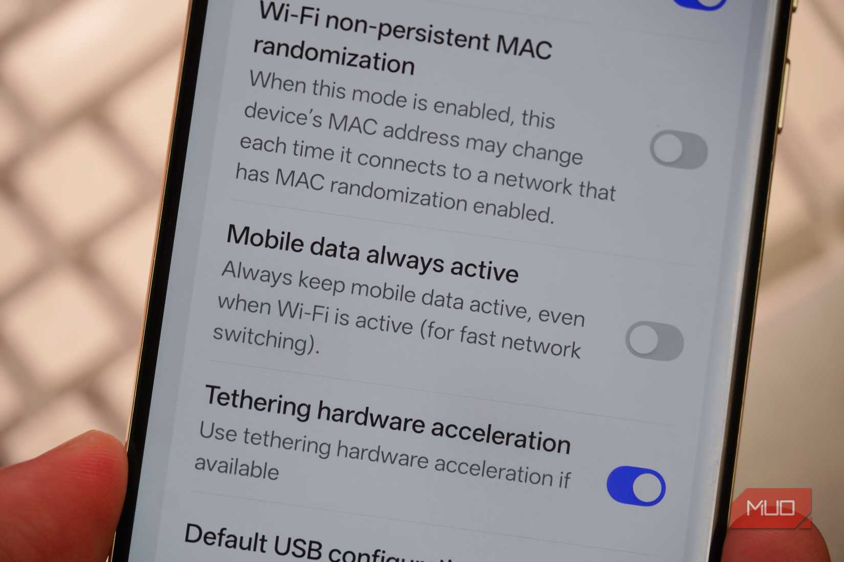The 'mobile data always active' setting in Developer options. 