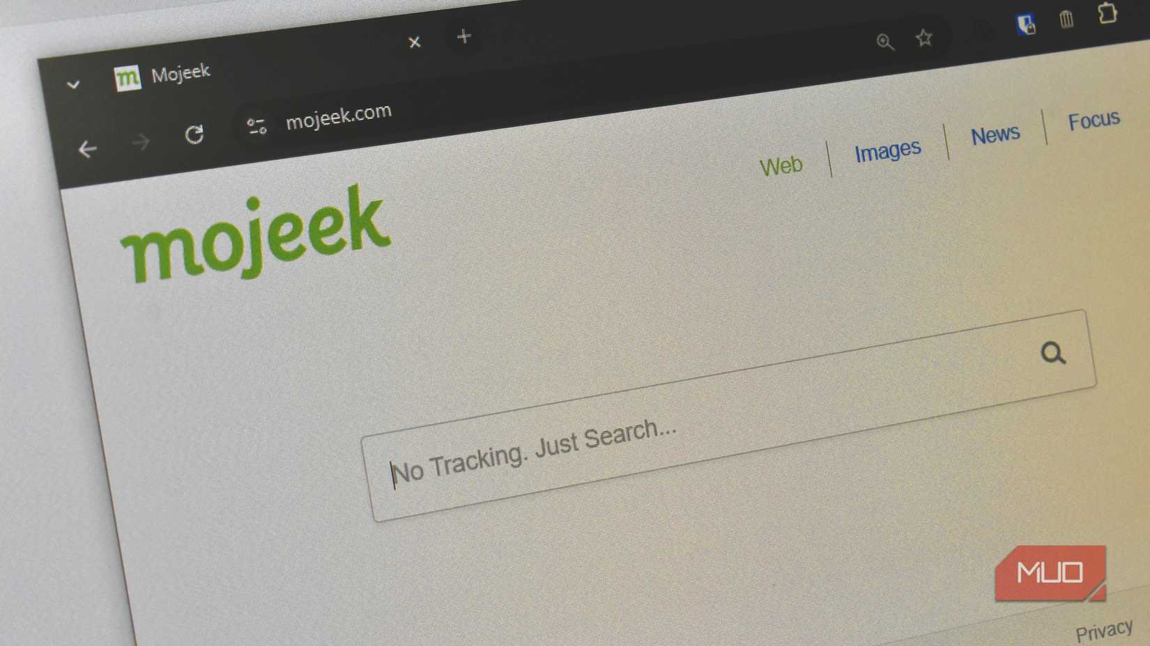 página de inicio de mojeek.