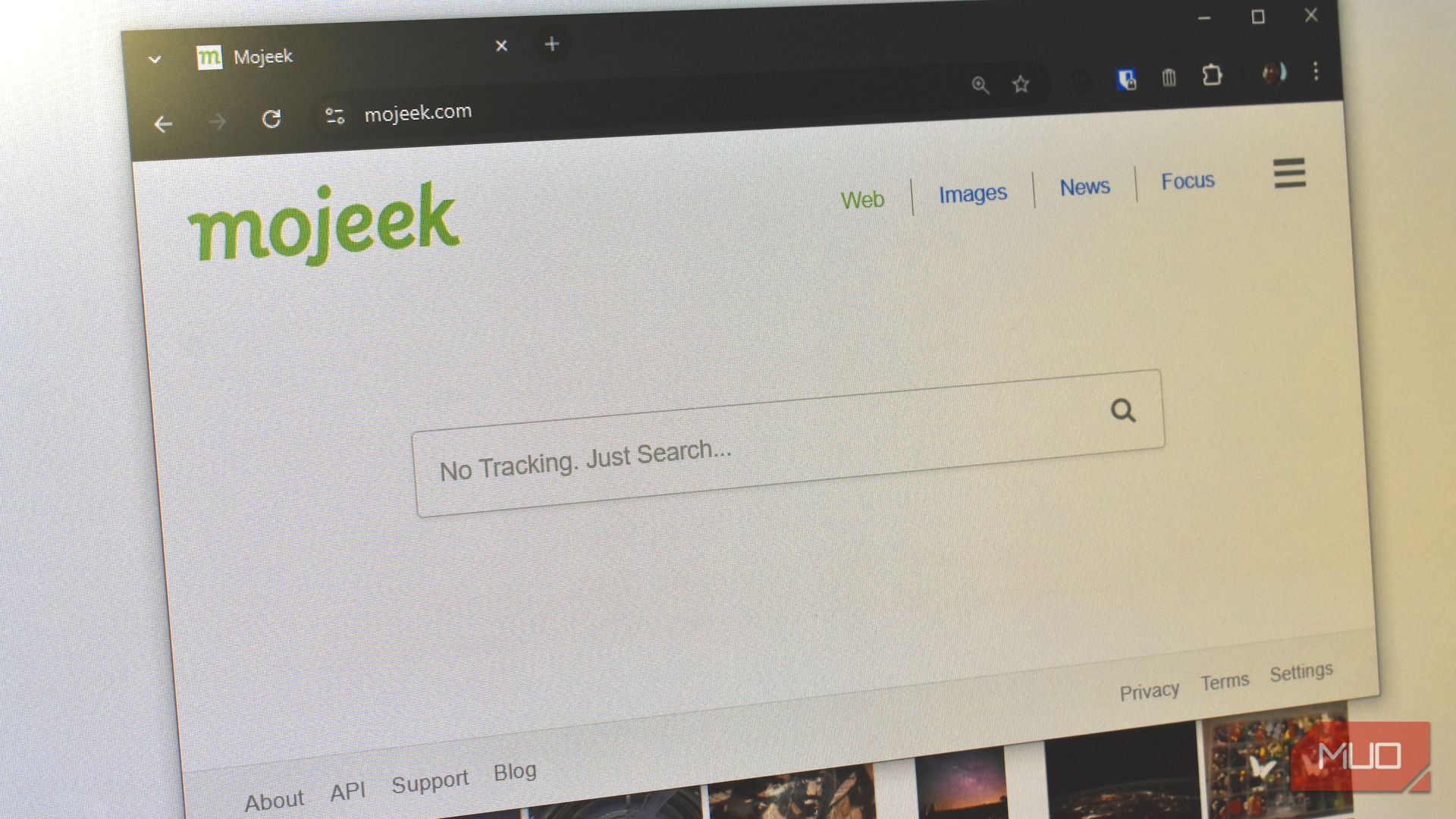 mojeek independent search engine home page.