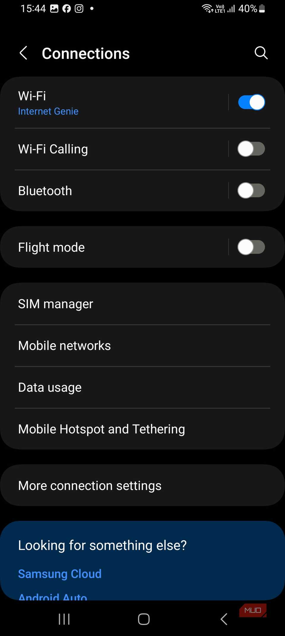 تنظیمات بیشتر اتصال در اندروید