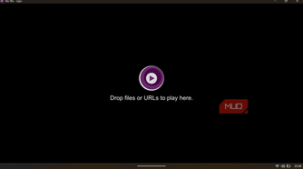 MPV empty startup screen inviting users to drag and drop files or URLs to begin playback.