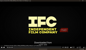 MPV video player screen showing the Independent Film Company intro logo during movie playback.