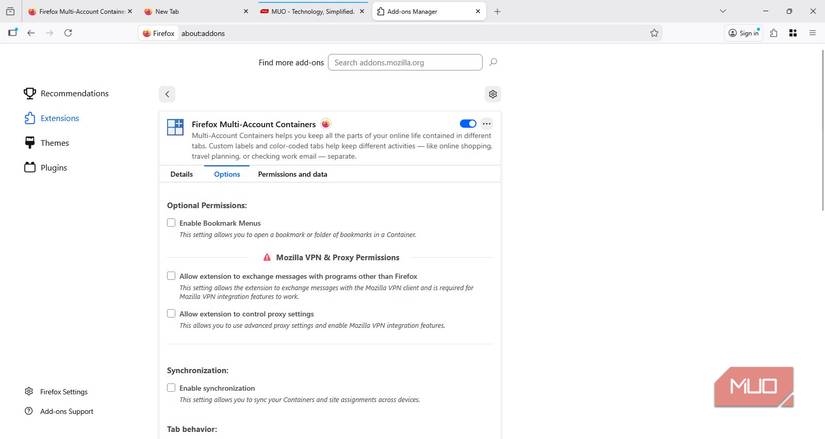 Opciones de contenedores multicuenta