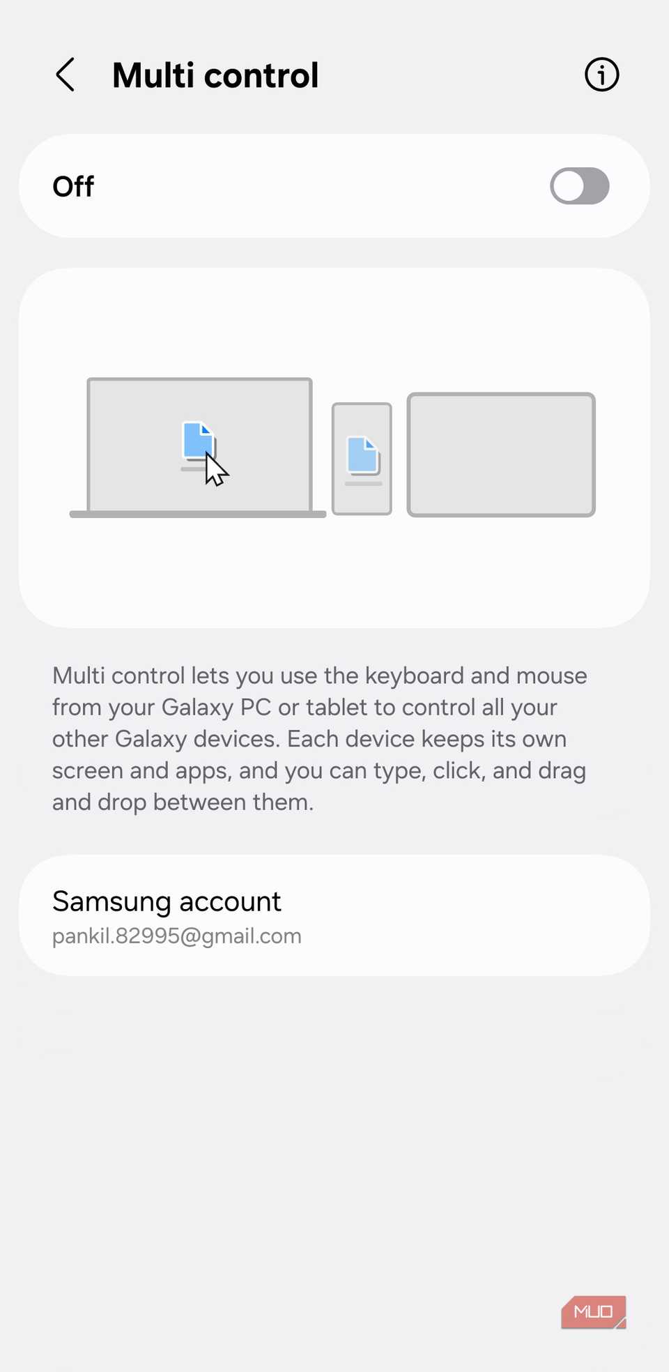 Control múltiple en el teléfono Samsung