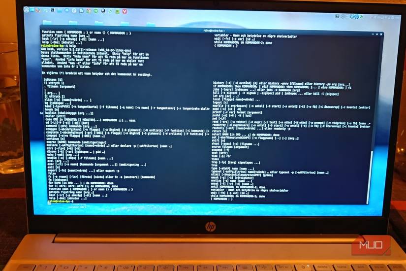 The linux terminal filled with text.