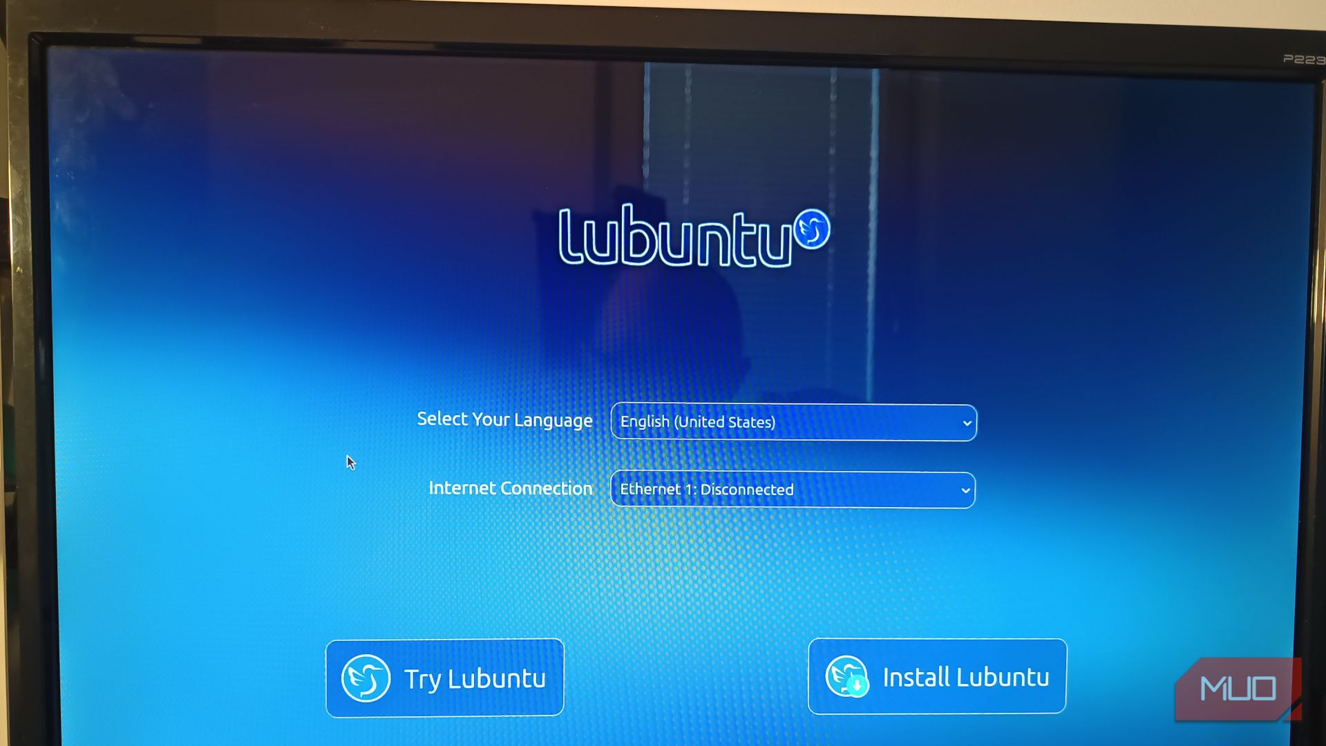 The Lubuntu installer start screen.