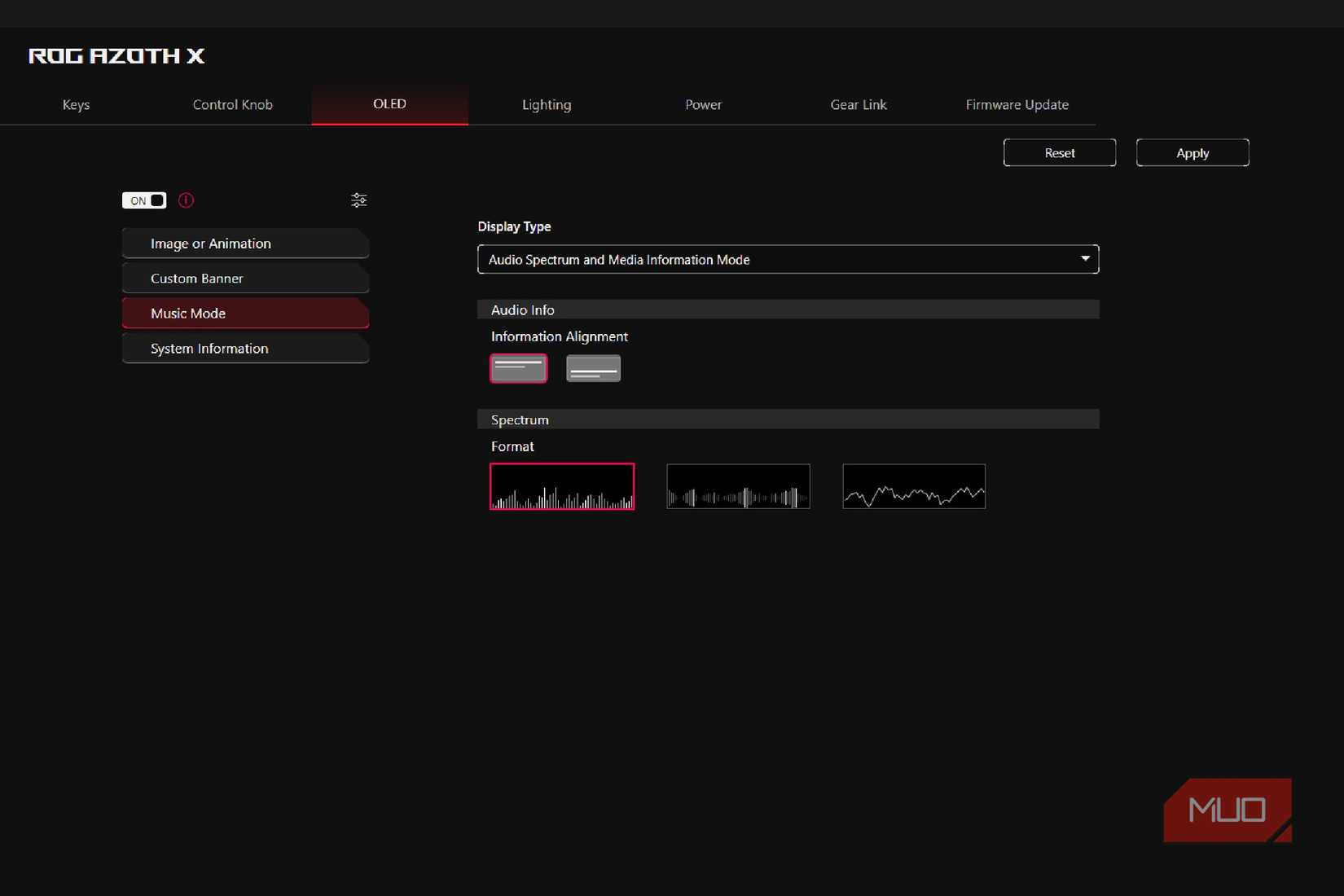 সঙ্গীত মোড OLED কীবোর্ড