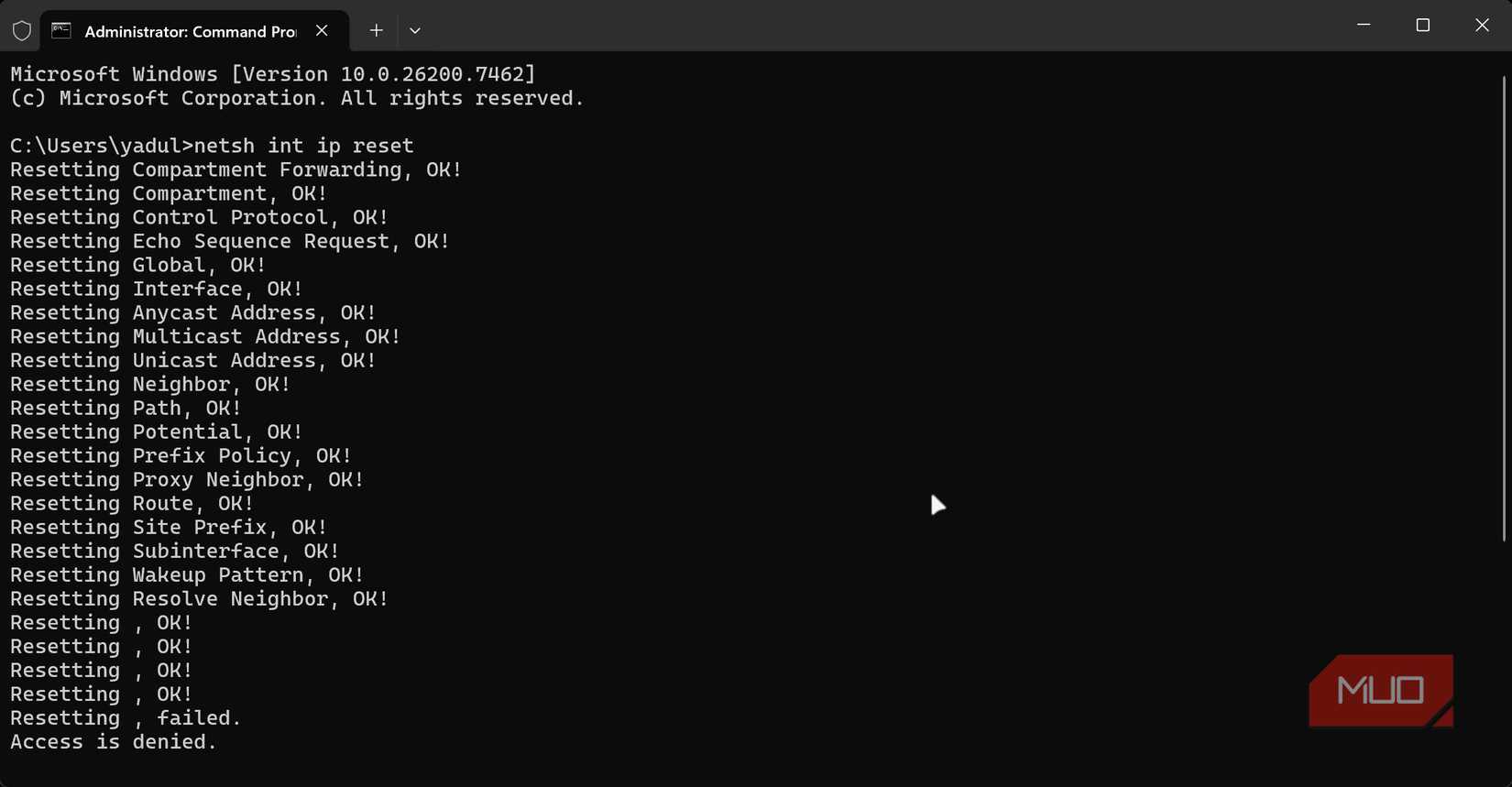 netsh internet reset command.