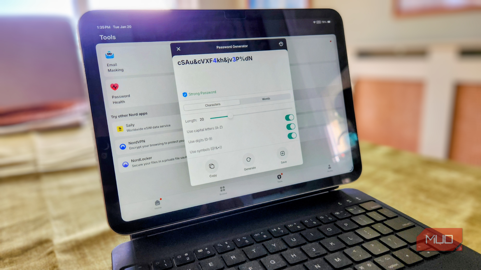 The NordPass password generator.