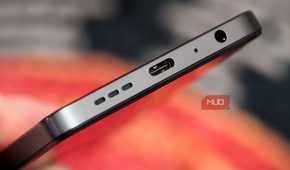 The USB-C port and headphone jack on the TCL 60 XE NXTPAPER.