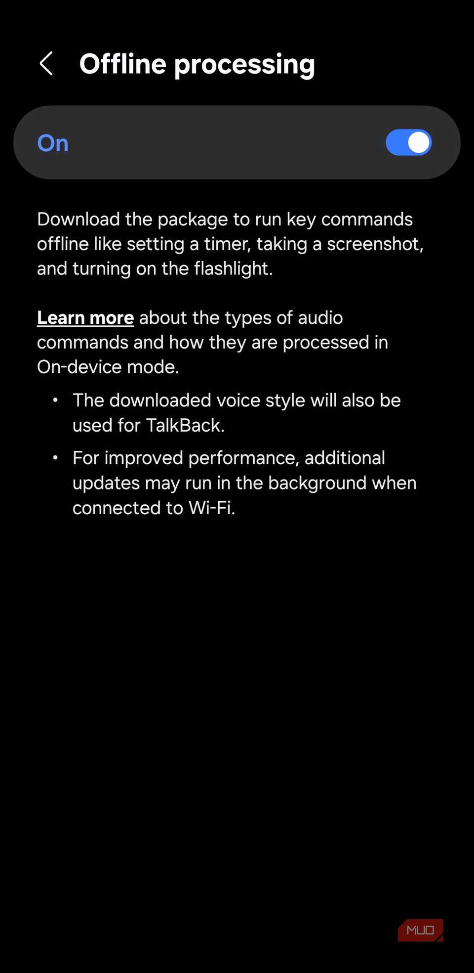 Offline processing for Bixby on Samsung phone