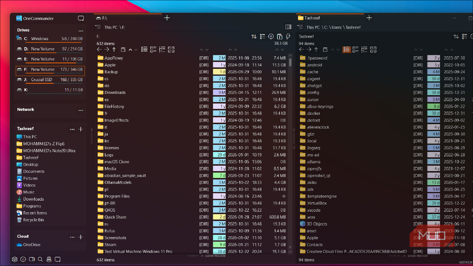 OneCommander File Explorer home screen on Windows 11