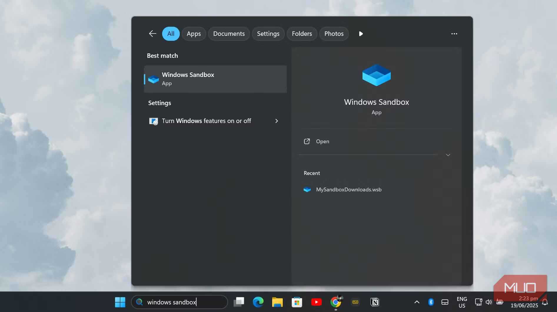 Open Windows Sandbox