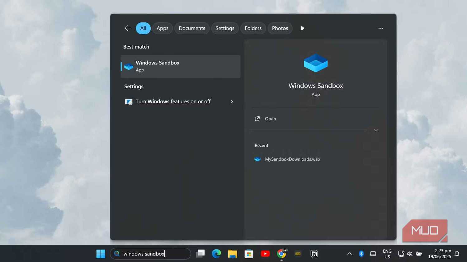 Open Windows Sandbox