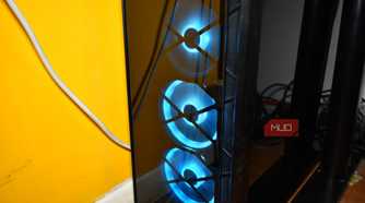 PC stored in the corner.