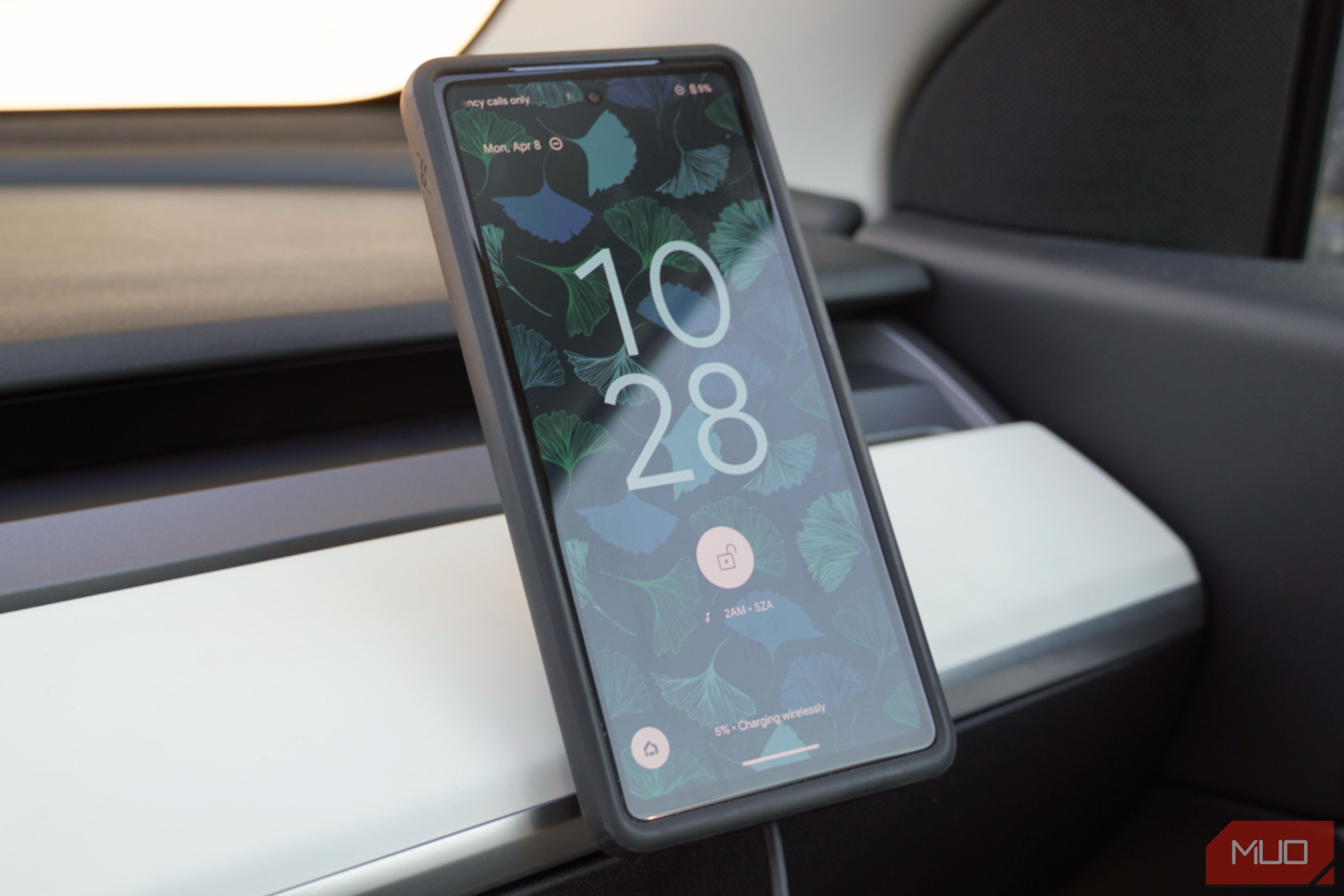 The Google Pixel 7a charging on a Peak Design Qi2 charging mount. 