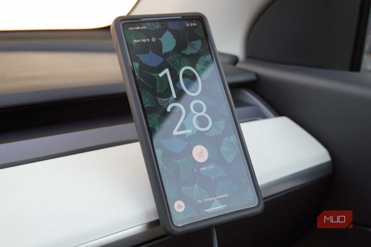 The Google Pixel 7a charging on a Peak Design Qi2 charging mount.