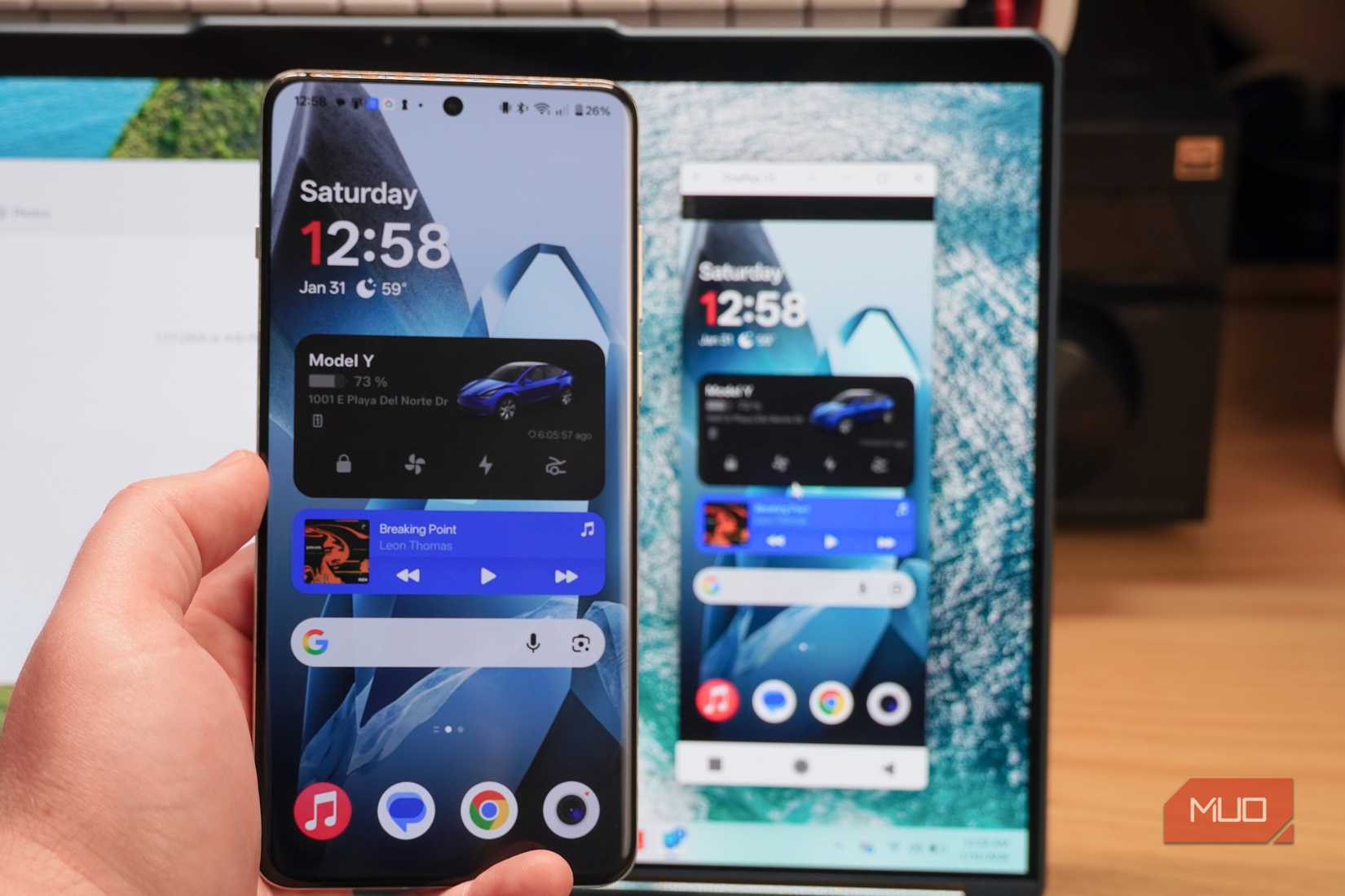 Mirroring a OnePlus 13 to a Windows PC.