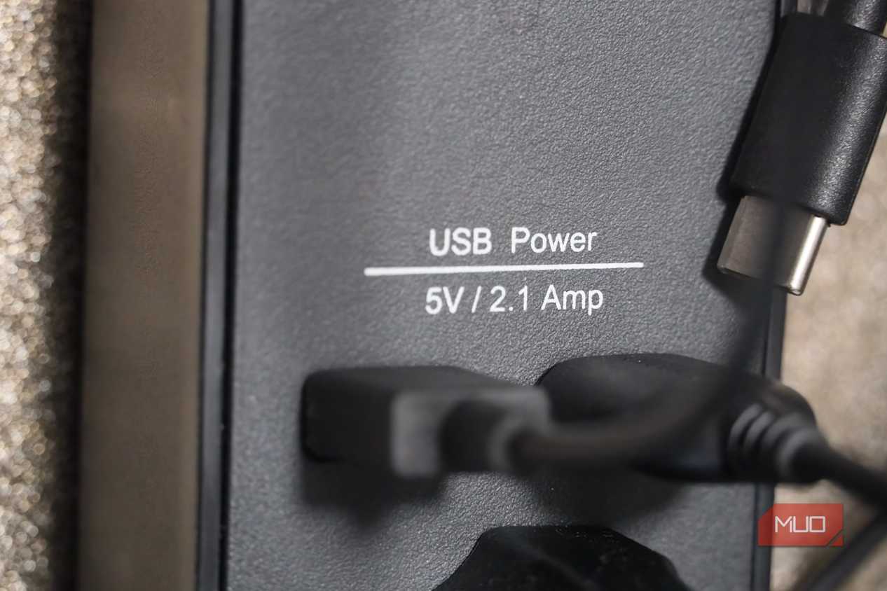 USB voltage listed on a power strip.