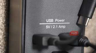 USB voltage listed on a power strip.
