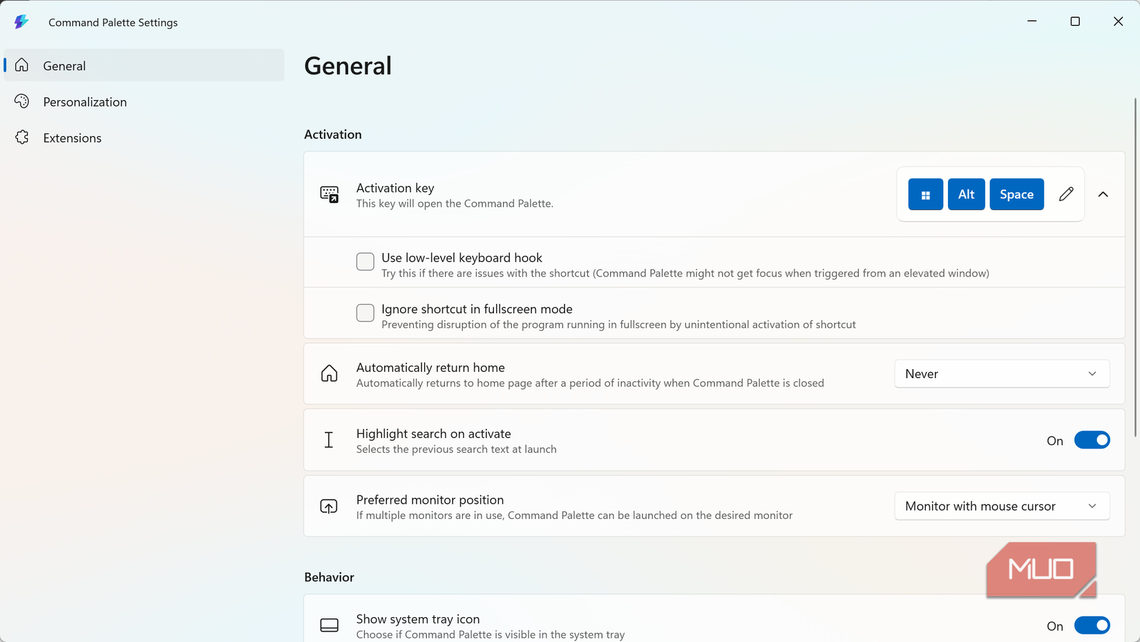 power toys command palette option settings