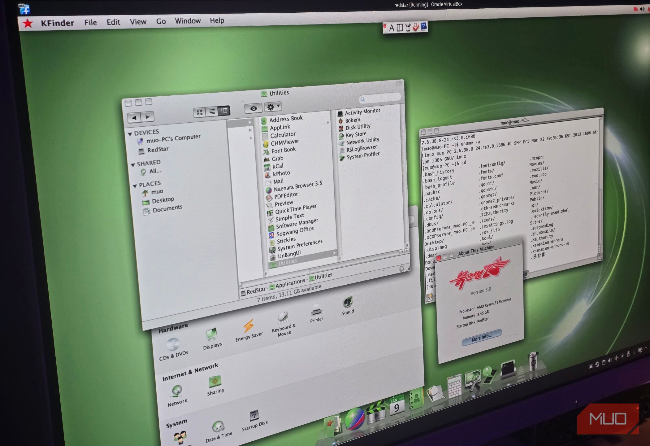 Red Star OS running on a computer