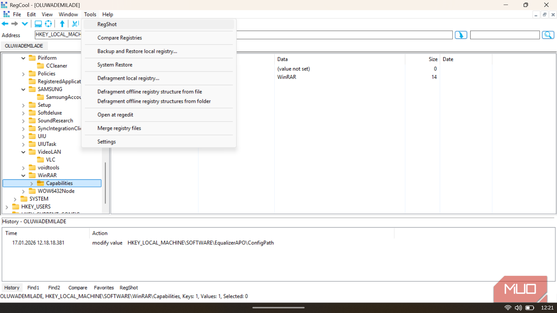 Regcool I edited the Windows Registry without fear using this safer editor