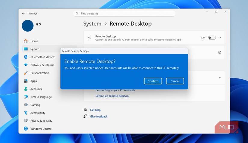 Remote desktop on PC