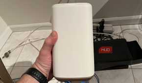 The front of a router while being held