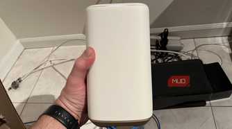 The front of a router while being held
