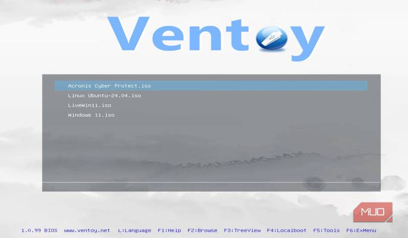 Ejecución de instalaciones de Ventoy