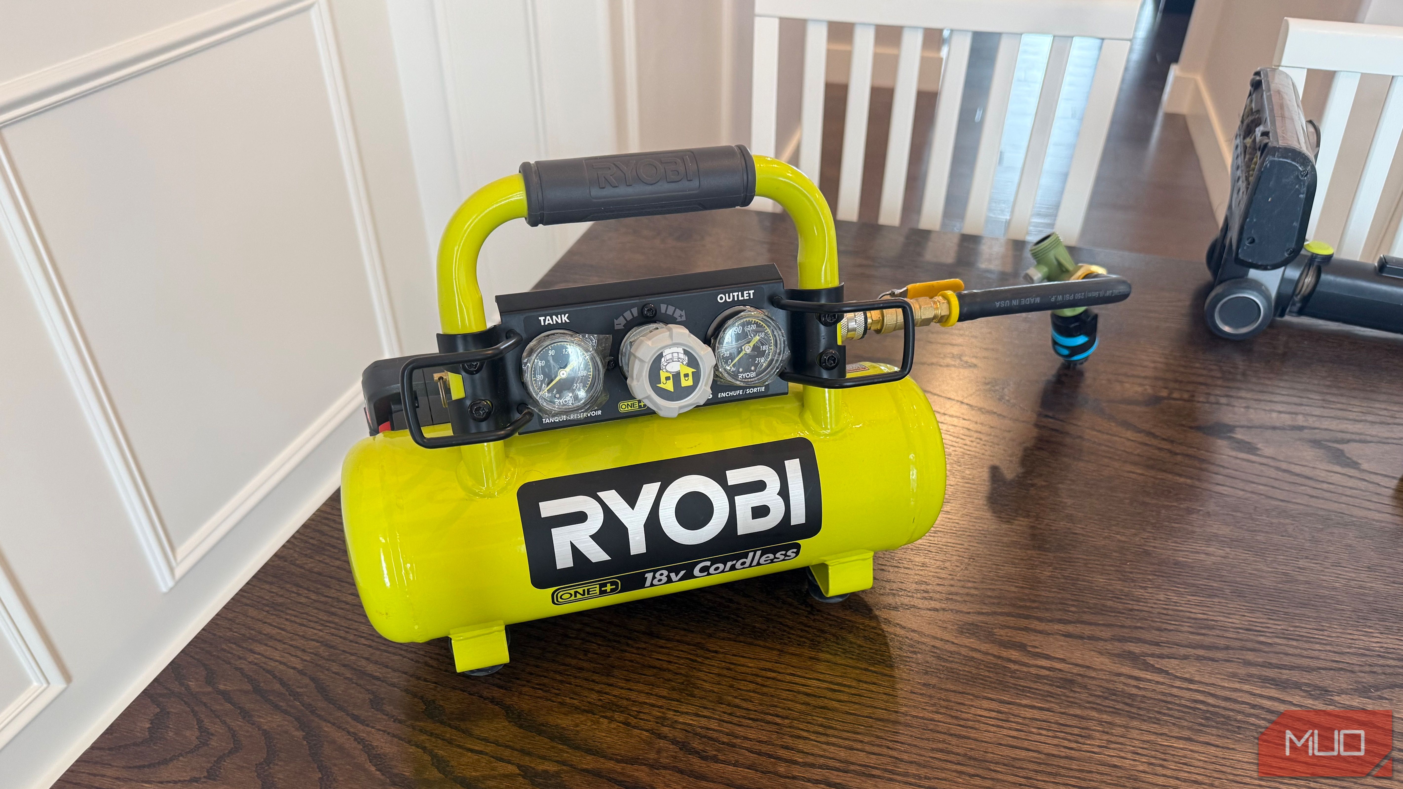 ryobi compressor on table