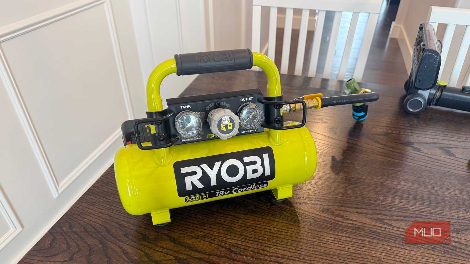 ryobi compressor on table