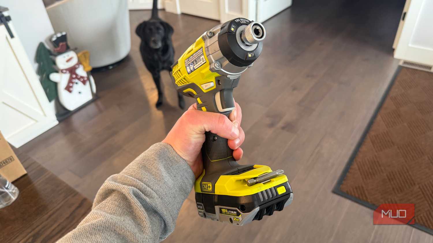 ryobi impact drill front angle black dog-1