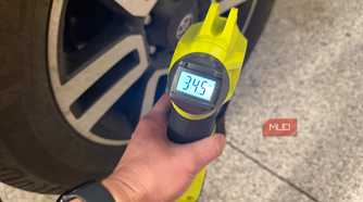 ryobi tire inflator inflating a car tire