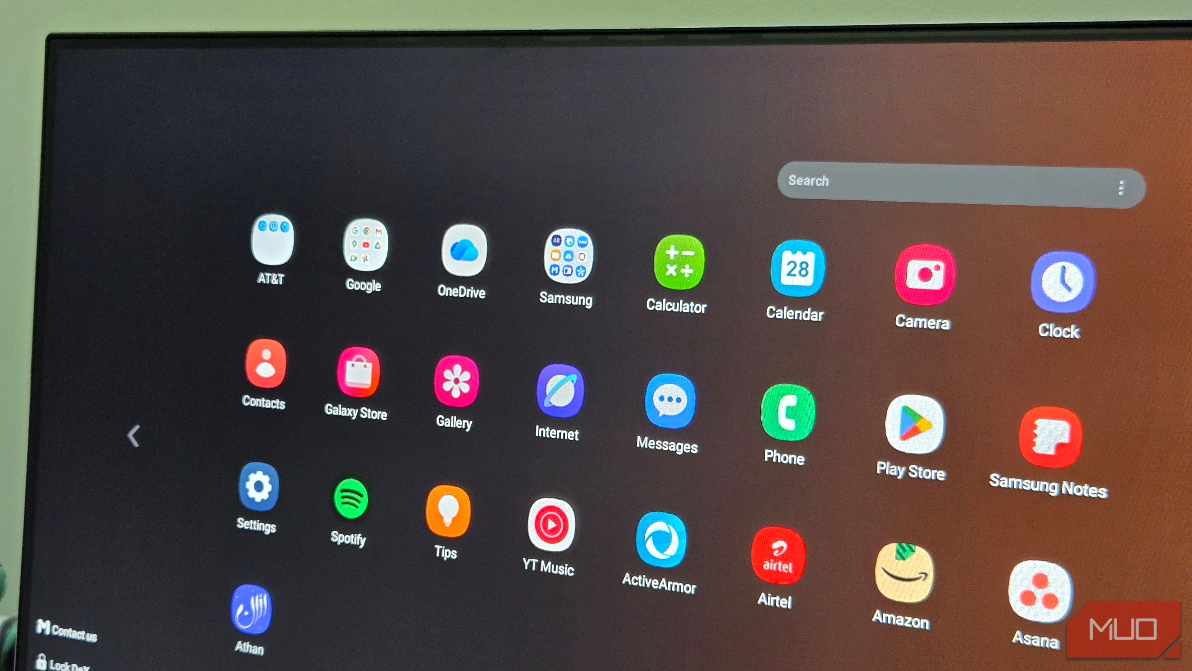 Samsung Dex Home screen on a BENQ monitor