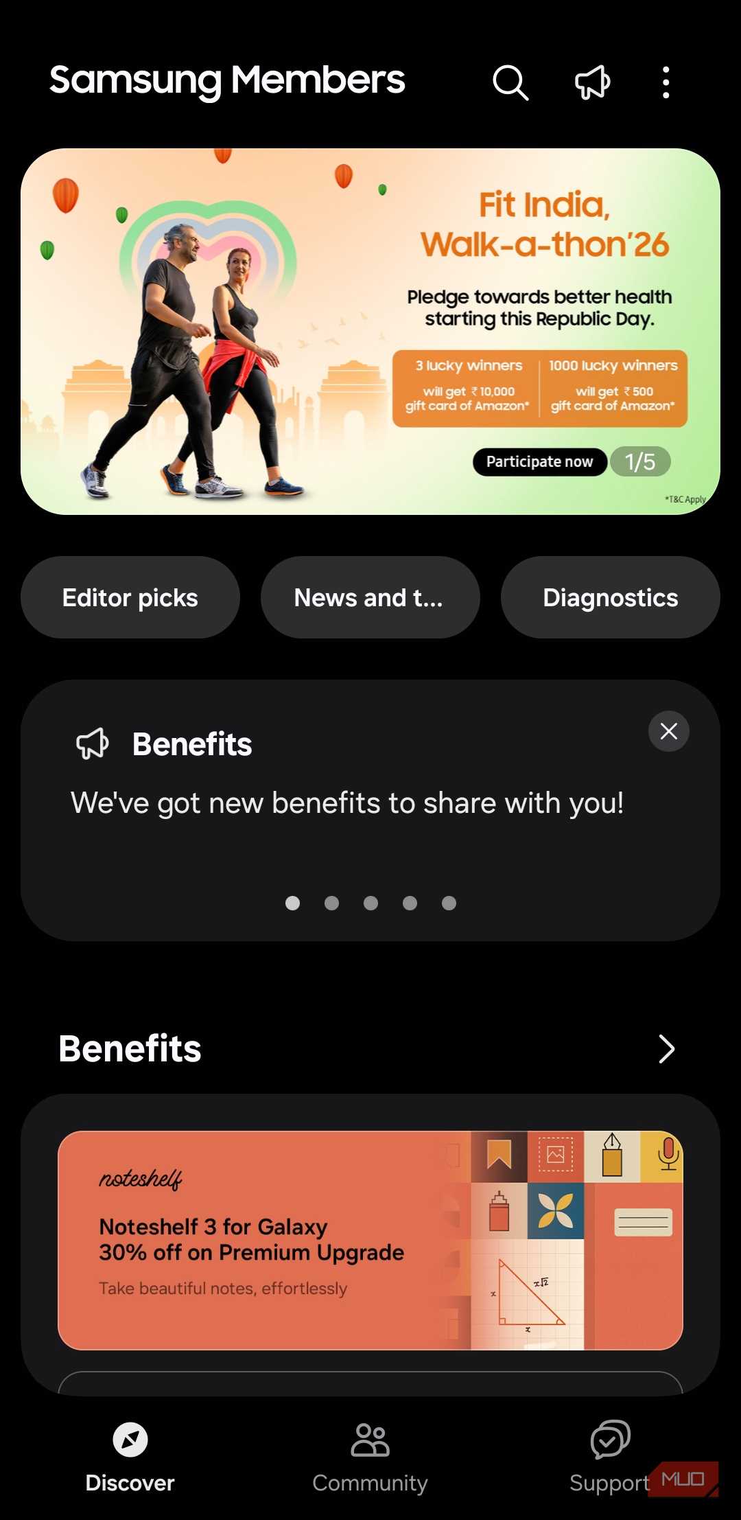 Samsung Members app on phone