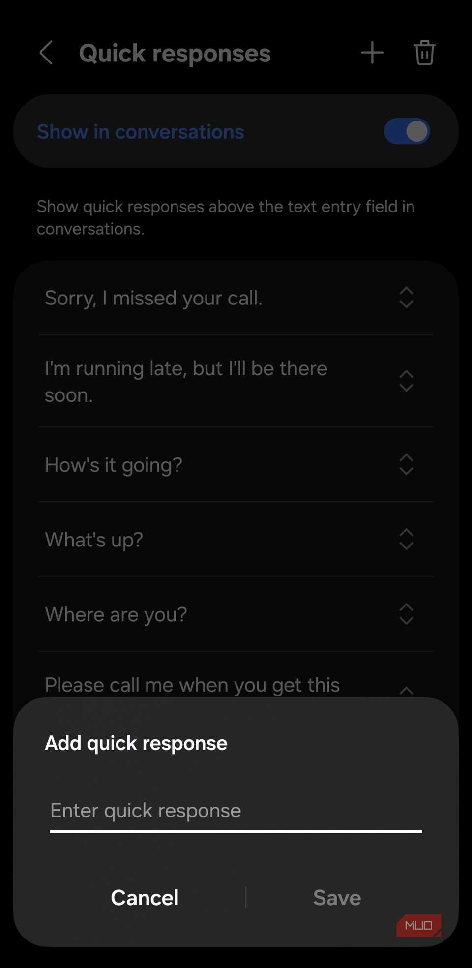 Samsung Messages añade nueva respuesta