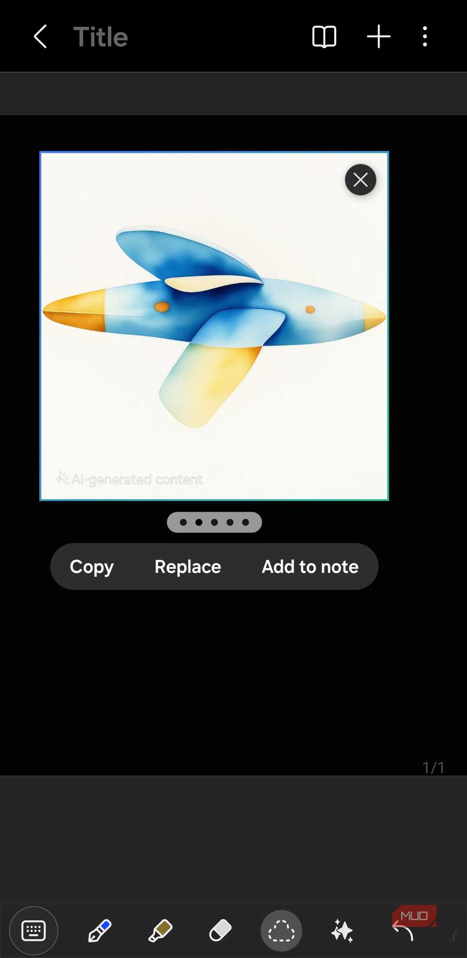 Samsung Notes app sketch to image tool