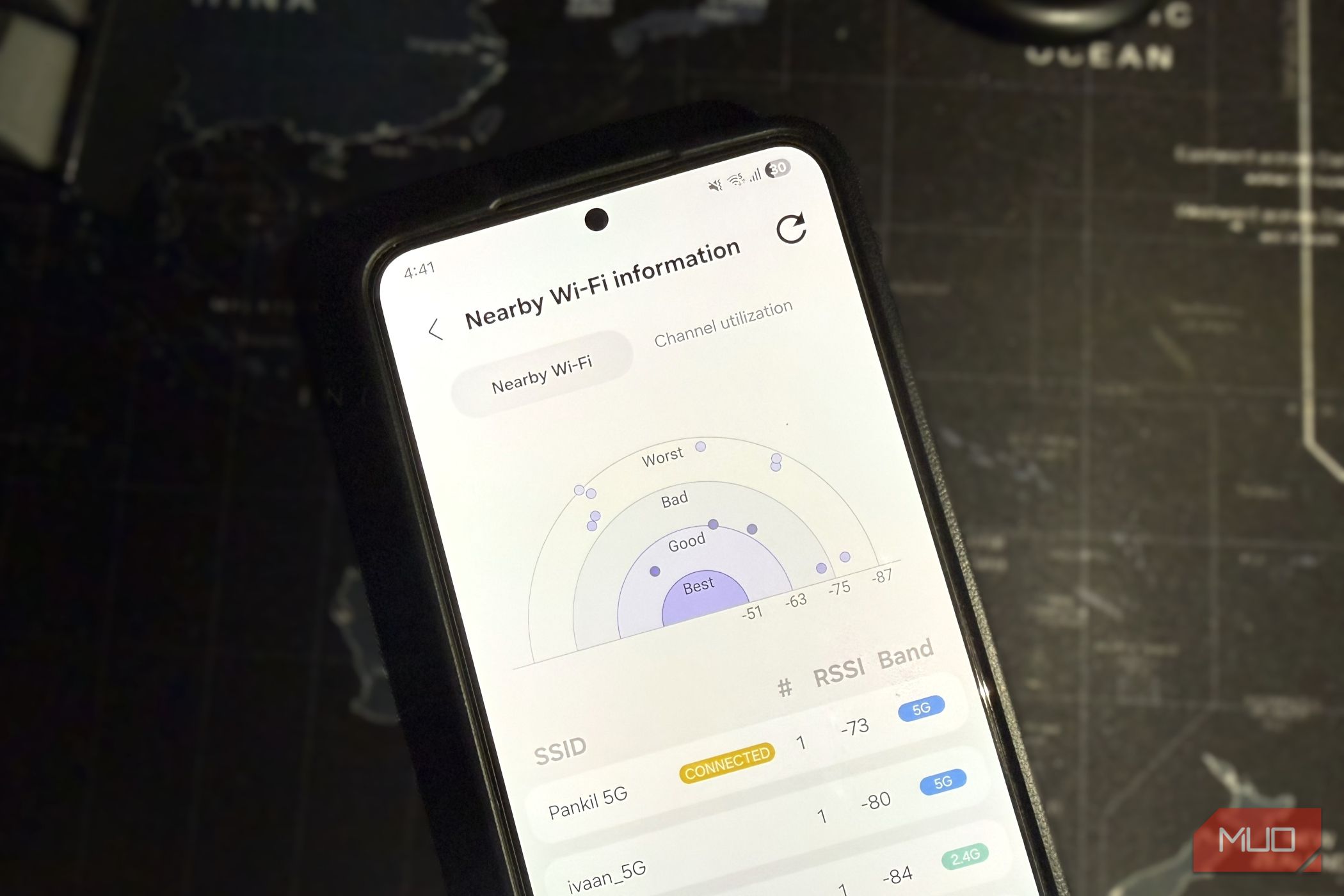 Samsung phone showing nearby Wi-Fi networks