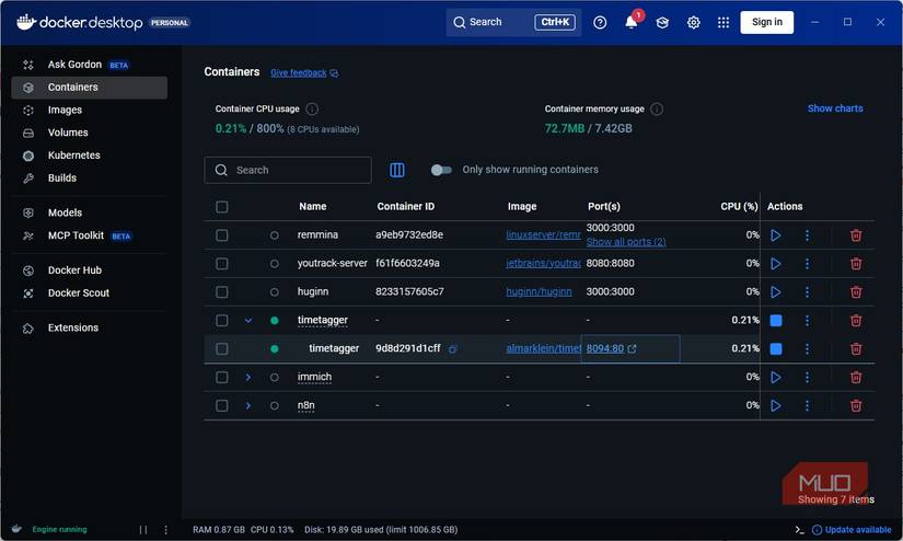 TimeTagger autohospedado con Docker